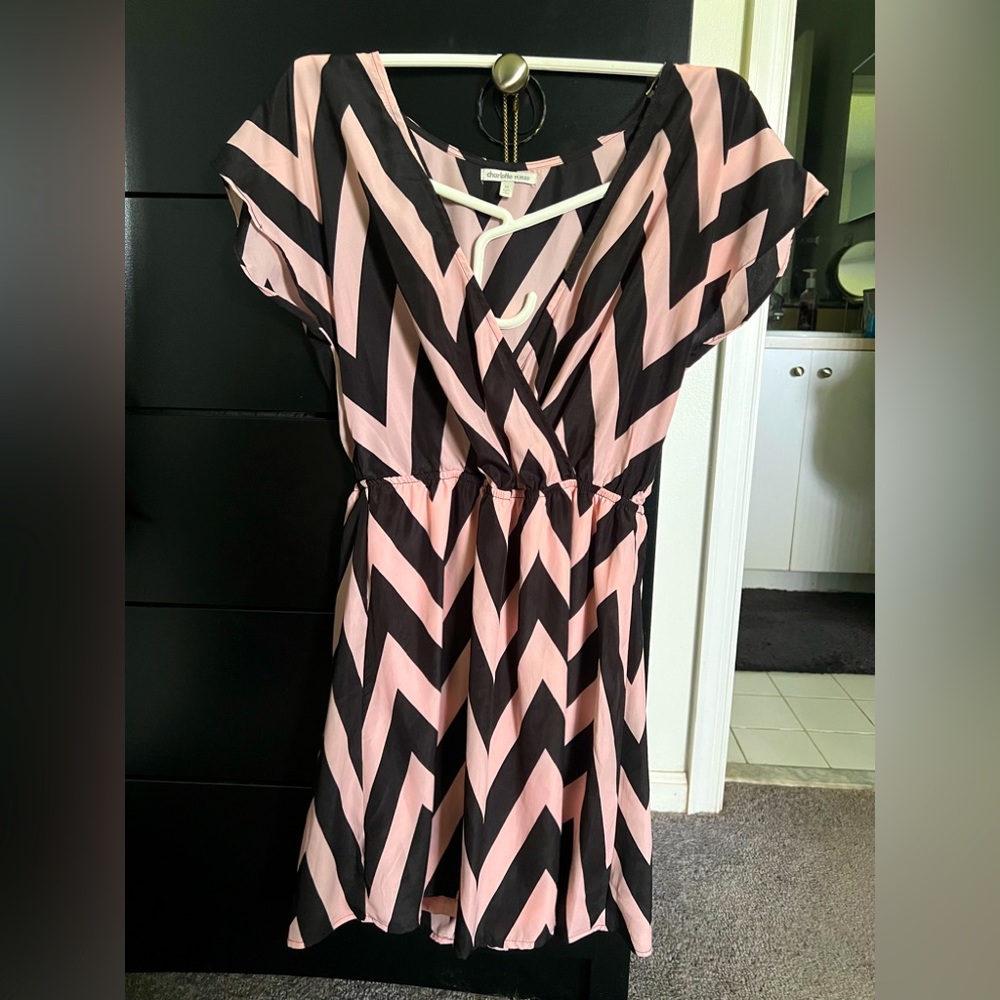 Pink black mini dress